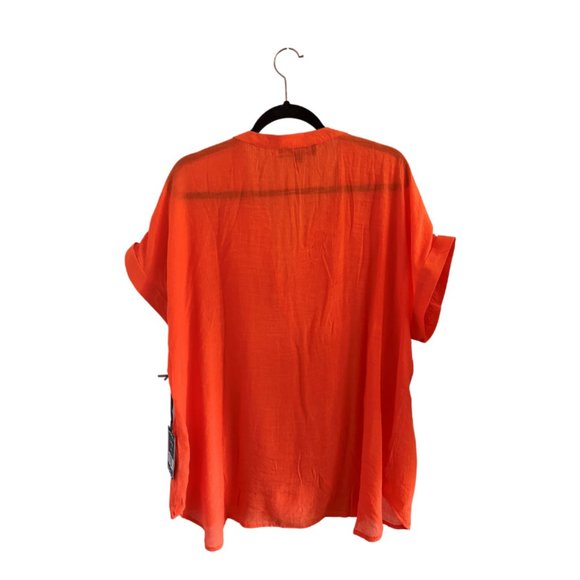 Bold and Bright: Short-Sleeved Orange Blouse - Picture 2 of 3